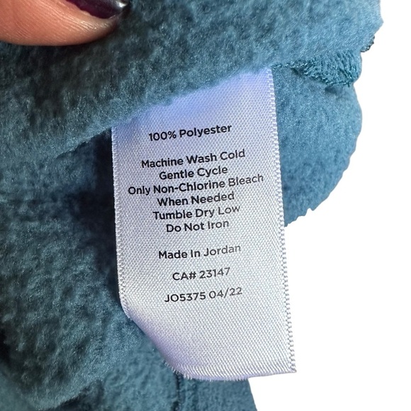Talbots Teal Blue Puff Sleeve Fleece Sweatshirt Size S Medium Mock Neck - Picture 10 of 11
